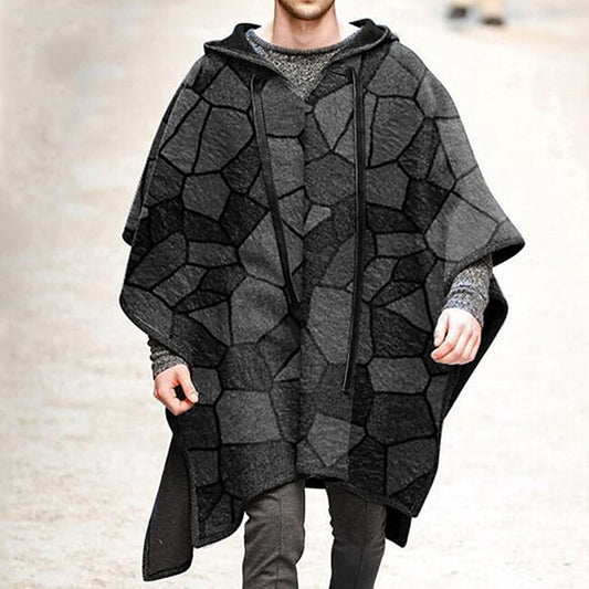 Men's Winter Coat Cloak / Capes Poncho Party Business Fall Winter Nylon Windproof Warm Outerwear Clothing Apparel Stylish Casual Daily Print Pure Color Irregular Hem Hoodie Pullover #9255750