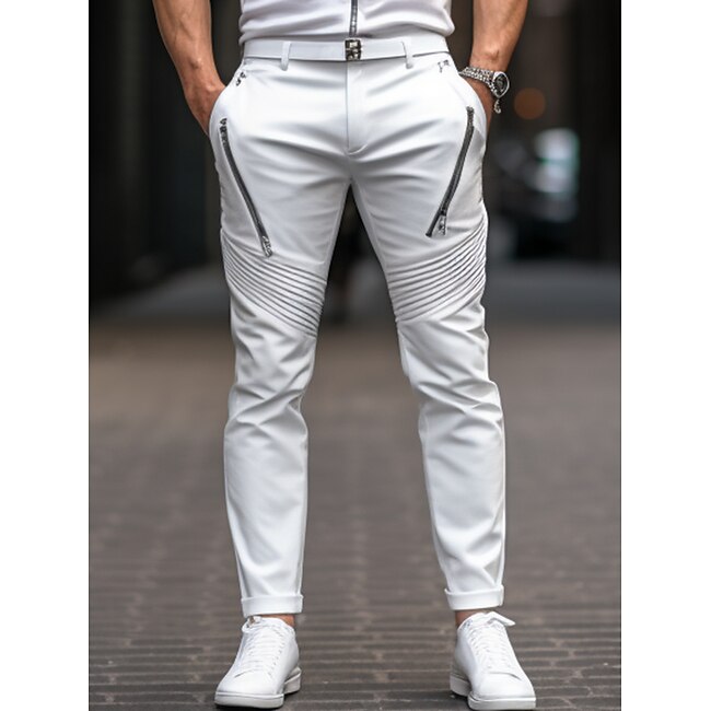 Men's Trousers Chinos Chino Pants Pocket Plain Comfort Breathable Outdoor Daily Going out Fashion Casual Black White Stretchy #9692348