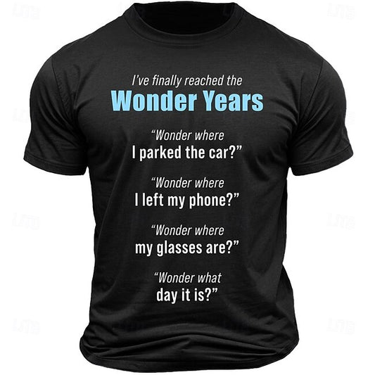 Men's Wonder Years Letter Printed Funny T shirt Tee Top 100% Cotton Short Sleeve Graphic Shirt Black Army Green Dark Blue Comfortable Tee Vacation Street Fashion Designer Clothing #15323765