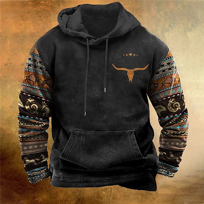 Men's Animal Bohemian Style Hoodie Hoodies Sweatshirt Pullover Hoodie Sweatshirt Long Sleeve Hooded Sweatshirt Hooded Streetwear 3D Print Daily Sports White & Green Black Print Spring &  Fall Designer #9424847