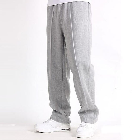 Men's Fleece Pants Sweatpants Joggers Wide Leg Sweatpants Trousers Pocket Elastic Waist Plain Comfort Breathable Outdoor Daily Going out Casual Big and Tall Black Light Grey #9702704