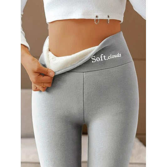 Women's Normal Fleece Pants Tights Leggings Casual Lounge Ankle-Length High Waist Solid Color Tummy Control Butt Lift Comfort Stretchy Daily Weekend light gray (sheep velvet version) dark grey (sheep #9309209