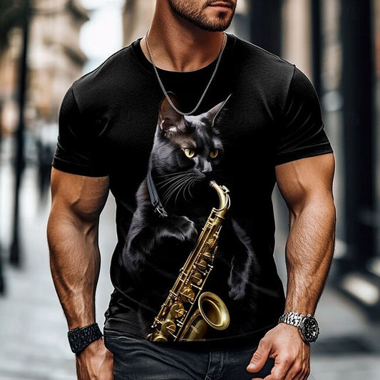 Men's Animal Funny T Shirt Short Sleeve T shirt 3D Print Crew Neck Shirt Exaggerated Designer Party Holiday Black Summer Spring Clothing Apparel S M L XL XXL XXXL #18921062