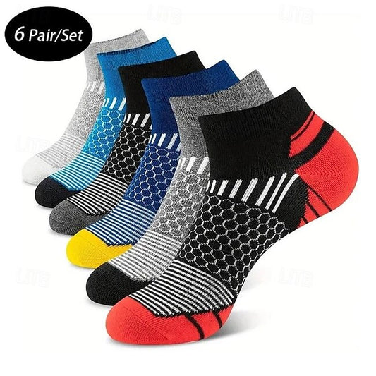 Men's 6 Pairs Multi Packs Socks Running Socks Casual Socks Black White Color Geometic Sports & Outdoor Daily Vacation Basic Medium Spring Fall Fashion Casual #15227787