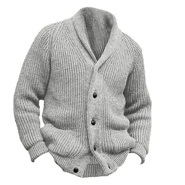 Men's Cardigan Sweater Dress Sweater Chunky Cardigan Cropped Sweater Cable Knit Regular Button Up Plain Lapel Vintage Warm Ups Casual Daily Wear Clothing Apparel Raglan Sleeves Fall Winter Black Green #9741640