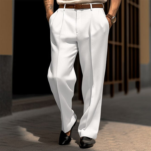 Men's Dress Pants Trousers Suit Pants Front Pocket Straight Leg Plain Comfort Wedding Business Beach Fashion Chic & Modern Black White #13360924