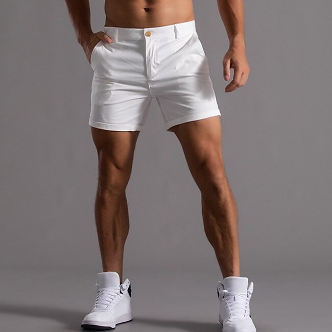 Men's Shorts Chino Shorts Bermuda shorts Work Shorts Pocket Plain Comfort Breathable Short Daily Stylish Casual Black White Micro-elastic #9031952