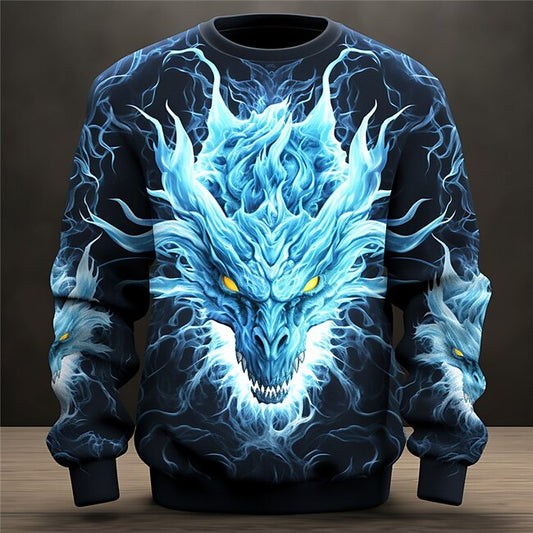 Men's Dragon Graphic Prints Sweatshirts Sweatshirt Pullover Long Sleeve Sweatshirt Crew Neck Cool Daily Classic 3D Print Holiday Going out Streetwear Print Spring &  Fall #9686995