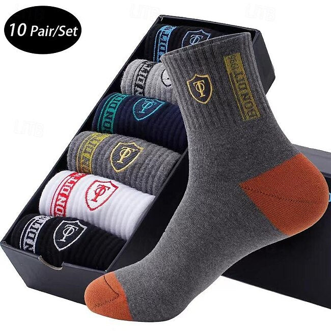 Men's 10 Pairs Multi Packs Socks Crew Socks Running Socks Casual Socks Rainbow Color Color Block Sports & Outdoor Daily Vacation Basic Medium Spring Fall Fashion Casual #18510476