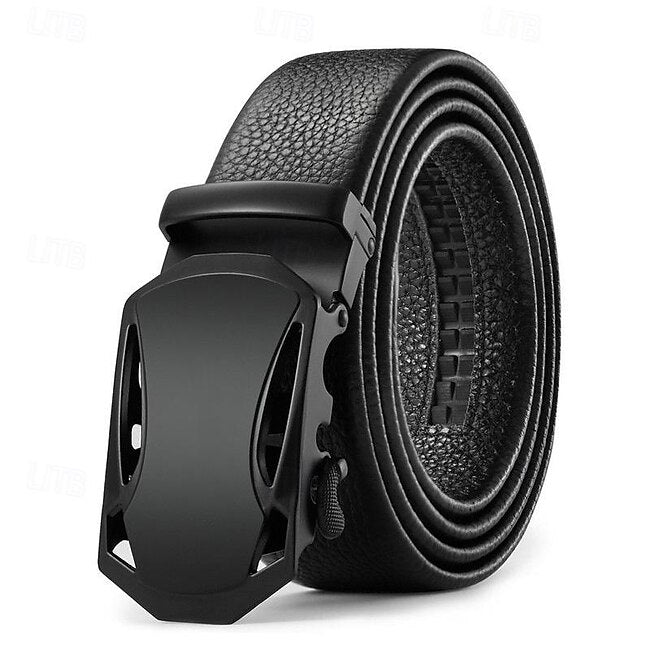 Men's Belt Faux Leather Belt Casual Belt Waist Belt Black 1# Black Iron Adjustable Plain Outdoor Daily #12590830