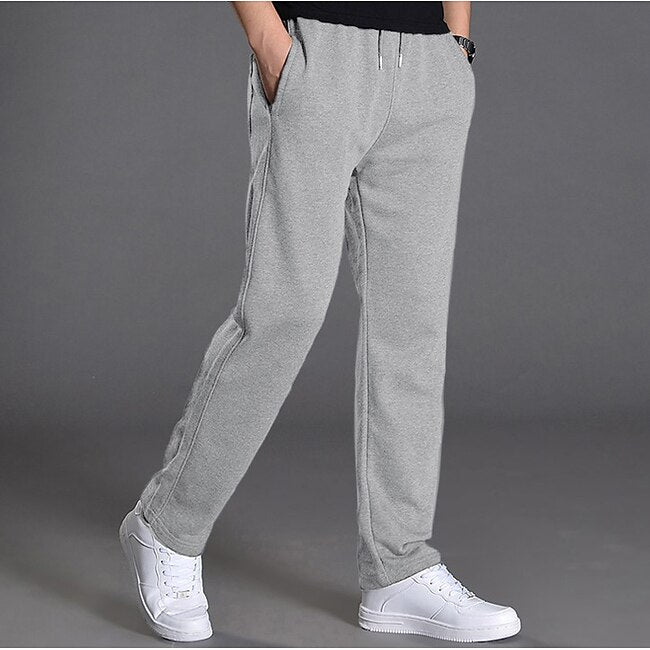 Men's Sweatpants Trousers Casual Pants Straight Leg Sweatpants Pocket Drawstring Elastic Waist Plain Comfort Sports Outdoor Casual Daily Fashion Streetwear Black Navy Blue Micro-elastic #9457840