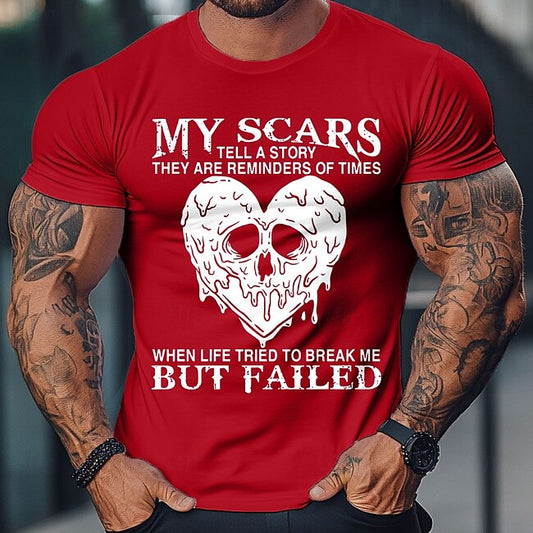 Valentine's Day Men's Heart Skull Letter Printed T Shirt Tee Top 100% Cotton Short Sleeve Graphic Shirt Black White Red Comfortable Tee Vacation Street Fashion Designer Clothing #10018436