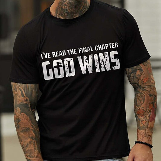 Men's Letter God Wins T shirt Casual Style 100% Cotton Short Sleeve Graphic Shirt Heather Gray Black Red Comfortable Tee Casual Holiday Fashion Designer Clothing #9036366