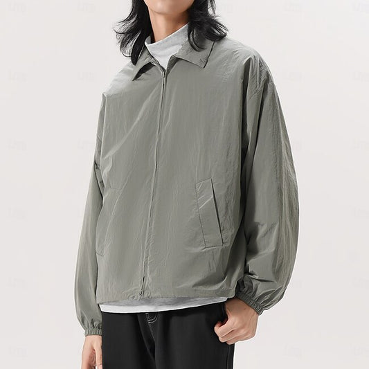 Men's Lightweight Jacket Casual Jacket Training Outdoor Reflective Waterproof Zipper Pocket Summer Spring Fall Solid Color Daily Sports & Outdoors Turndown Regular Light Green Dark Green Khaki Jacket #16210469