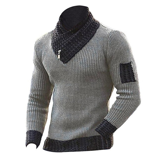 Men's Pullover Sweater Jumper Turtleneck Sweater Knit Sweater Ribbed Cable Knit Regular Basic Color Block Turtleneck Keep Warm Modern Contemporary Daily Wear Going out Clothing Apparel Fall Winter #9756354