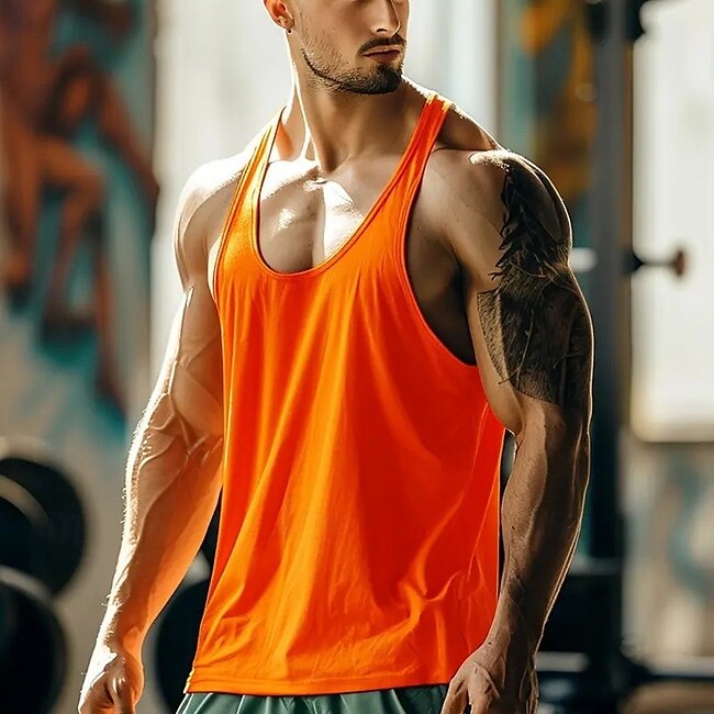 Men's Tank Top Vest Top Undershirt Sleeveless Shirt Plain U Neck Vacation Street Sleeveless Clothing Apparel Polyester Fashion Designer #17606591