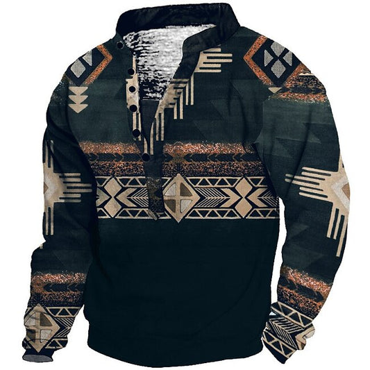 Men's Bohemian Style Graphic Prints Sweatshirt Pullover Long Sleeve Sweatshirt Standing Collar Streetwear Designer Ethnic 3D Print Casual Daily Sports Print Spring & Summer #9209212