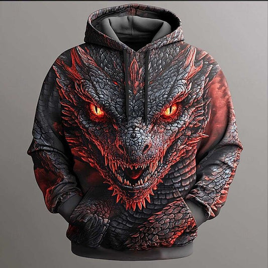 Men's Dragon Hoodies Sweatshirt Outerwear Long Sleeve Hooded Sweatshirt Crew Neck Fashion 3D Print Party Holiday Streetwear Black Blue Drawstring Fall Winter Designer #14420699