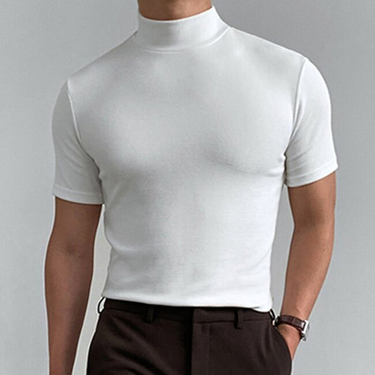 Men's T shirt Tee Turtleneck shirt Plain Stand Collar Street Holiday Short Sleeve Clothing Apparel Fashion Casual Comfortable #9280271