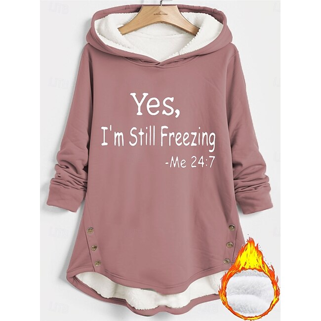 Women's Hoodie Sweatshirt Pullover Sherpa Letter Casual Sports Print Warm Fuzzy Comfrt Hoodie Long Sleeve Top Micro-elastic Fall & Winter Comfrt Breathable Soft Fabric #15343794