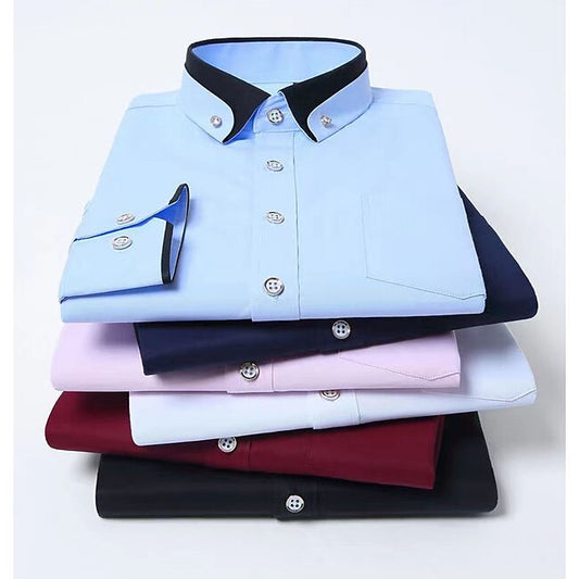 Men's Dress Shirt Button Down Shirt Non Iron Shirt Solid / Plain Color Wedding Wine Black White Pink Long Sleeve Turndown All Seasons Clothing Apparel #9286097