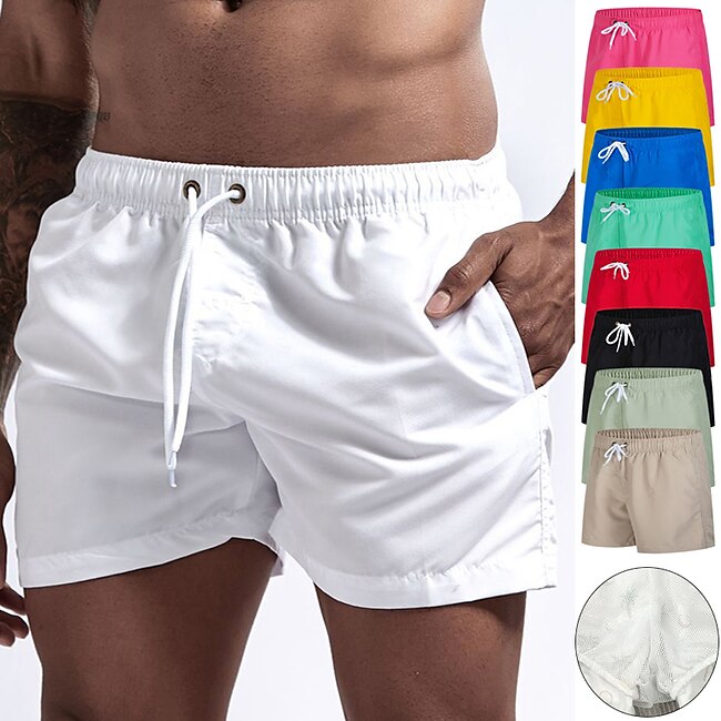 Men's Swim Shorts Swim Trunks Quick Dry Board Shorts Bathing Suit Breathable Drawstring With Pockets - Swimming Surfing Beach Water Sports Solid Colored Spring Summer #7434495