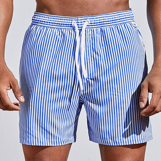 Men's Board Shorts Swim Shorts Swim Trunks Summer Shorts Beach Shorts Drawstring with Mesh lining Elastic Waist Graphic Stripe Breathable Soft Short Casual Daily Holiday Streetwear Hawaiian Light #9425136