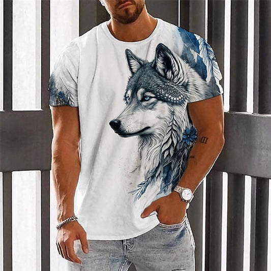 Men's Graphic Animal Wolf T shirt Short Sleeve T shirt 3D Print Crew Neck Shirt Vintage Fashion Designer Outdoor Daily Sports Red Green Dark Blue Spring & Summer Clothing Apparel S M L XL 2XL 3XL #9564174