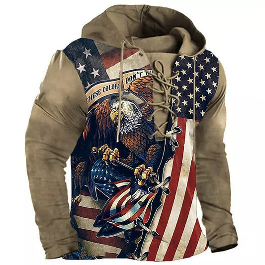 Men's Graphic Prints Eagle Hoodie Hoodies Sweatshirt Pullover Hoodie Sweatshirt Long Sleeve Hooded Sweatshirt Hooded Designer 3D Print Sports & Outdoor Daily Sports Royal Blue Blue Lace up Print #9324734