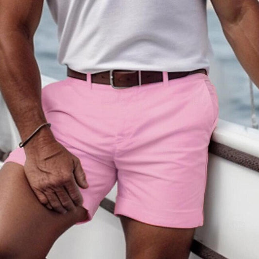 Men's Pink Shorts Shorts Summer Shorts Casual Shorts Buttons Front Pocket Plain Comfort Breathable Short Casual Daily Holiday Fashion Designer White Yellow #18349687