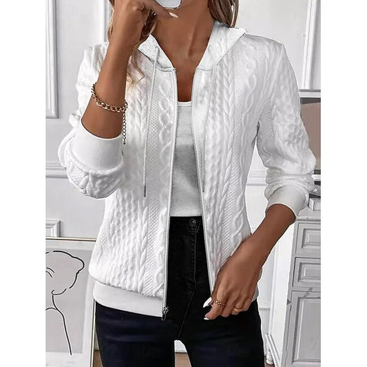 Women's Casual Jacket Adjustable Solid Color Casual / Daily Stylish Regular Fit Outerwear Long Sleeve Spring Black S #15868082