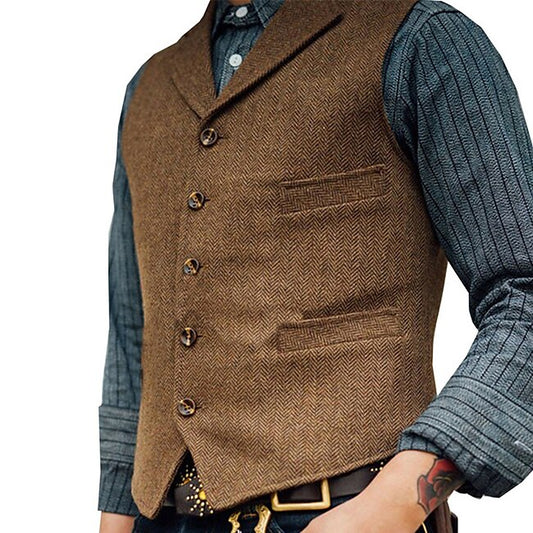 Men's Vest Waistcoat Wedding Event / Party Holiday Wedding Party Vintage 1920s Spring Fall Pocket Polyester Breathable Pure Color Single Breasted V Neck Regular Fit Black Army Green Light Grey Green #9306128