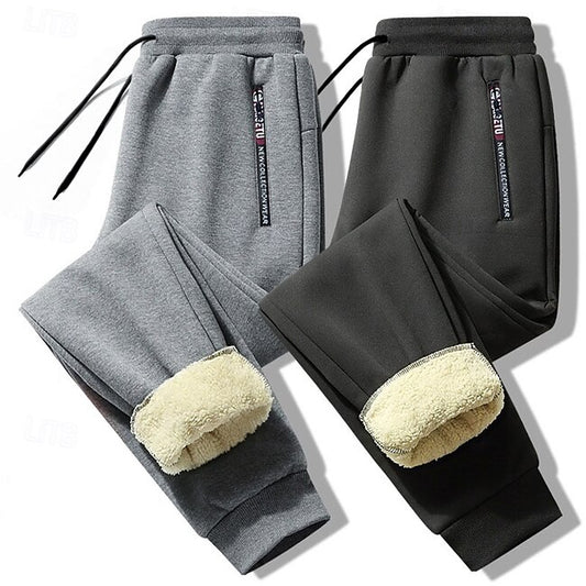 Men's Sherpa Fleece Pants Sweatpants Joggers Winter Pants Pocket Letter Warm Daily Leisure Sports Going out Streetwear Casual Black Black Straight Leg Micro-elastic #9361102