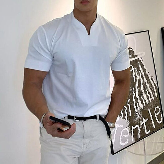 Men's T shirt Tee Plain V Neck Casual Holiday Short Sleeve Clothing Apparel Sports Fashion Lightweight Muscle #8981728