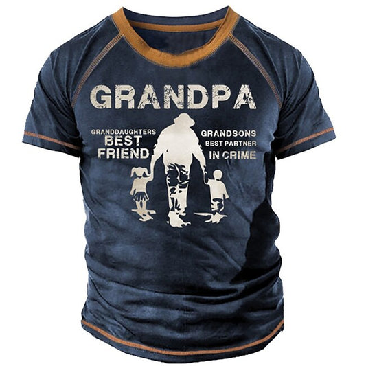 Men's Letter Graphic Prints T shirt Funny T Shirts Grandpa T Shirt Short Sleeve T shirt 3D Print Crew Neck Shirt Vintage Sports Designer Outdoor Street Daily Yellow Navy Blue Green Summer Clothing #9085282