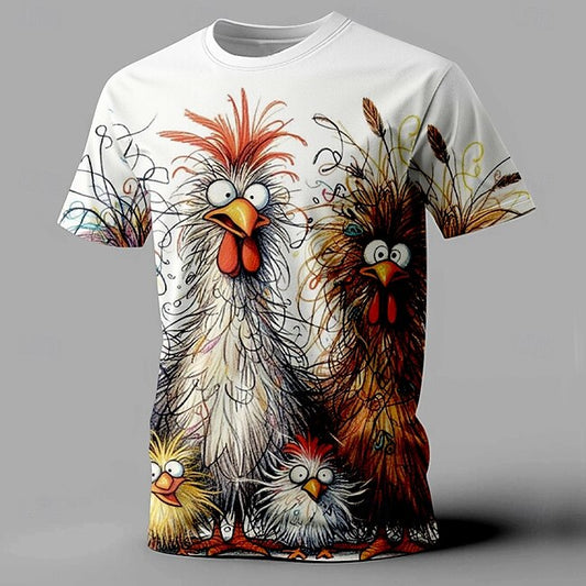 Men's Rooster Funny T shirt Short Sleeve T shirt 3D Print Crew Neck Shirt Retro Vintage Casual Street Style Sports Outdoor Holiday Going out Black White Yellow Spring & Summer Clothing Apparel S M L #17875705