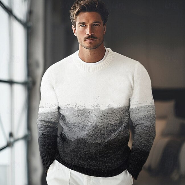 Men's Sweater Pullover Sweater Jumper Knit Regular Ombre Crew Neck Knitwear Elegant Formal Anniversary Clothing Apparel Fall Winter Black M L XL #9793789