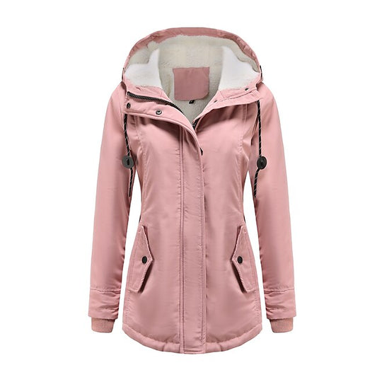 Women's Parka Waterproof Puffer Jacket Thermal Warm Heated Coat Fleece Lined Winter Coat Windproof Outdoor Zip up Hooded Coat Sports Hiking Jacket Purple Pink #9724587