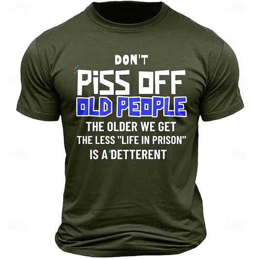 Men's Old People Funny Slang T Shirt Tee Top 100% Cotton Short Sleeve Graphic Shirt White Army Green Dark Blue Comfortable Tee Vacation Street Fashion Designer Clothing #17852734