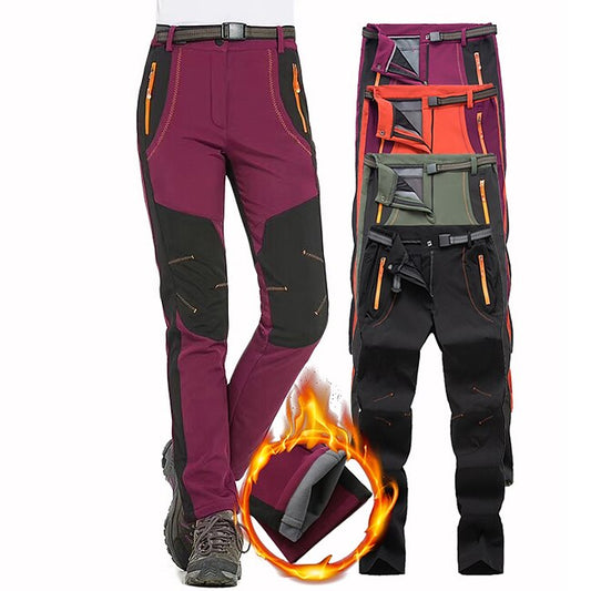 Women's Fleece Lined Pants Waterproof Hiking Pants Black Trousers Softshell Pants Winter Outdoor Thermal Warm Windproof Lightweight Elastic Waist Bottoms Army Green Burgundy Orange Camping #6927281