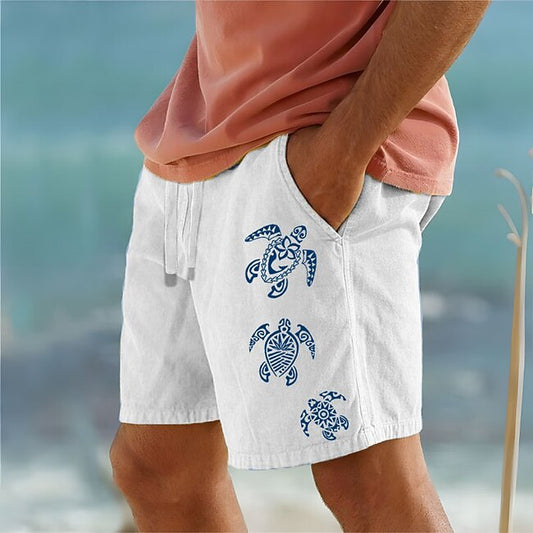 Men's Animal Sea Turtle Shorts Summer Shorts Beach Shorts Mid Waist Hawaiian Casual Outdoor Holiday Going out Drawstring Elastic Waist Print Designer Clothing Apparel #17414722