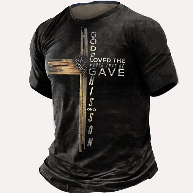 Men's Graphic Cross T shirt Tee Short Sleeve T shirt 3D Print Crew Neck Shirt Vintage Fashion Designer Outdoor Casual Daily Black Spring & Summer Clothing Apparel S M L XL 2XL 3XL 4XL #9460080